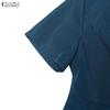 ZANZEA Abito Lungo Elegante da Donna Casual con Scollo a V a Maniche Corte e Linea ad A