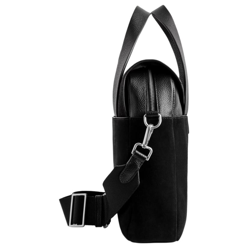 COS Adjustable Detachable Shoulder Strap Design Suede Crossbody Handbag Men handbag Black 1287965001