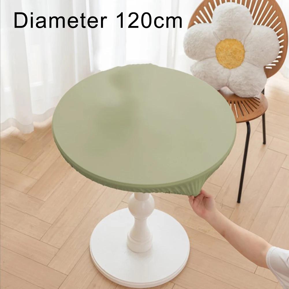 PU Leather Waterproof Table Cover Round Shape 120cm Diameter with Secure Fit and Heat Resistance for Weddings and Home Use
