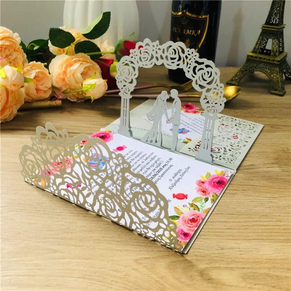 Pop up Wedding Invitation 18X13cm Invite Card Laser cut Greeting Cards  Wedding