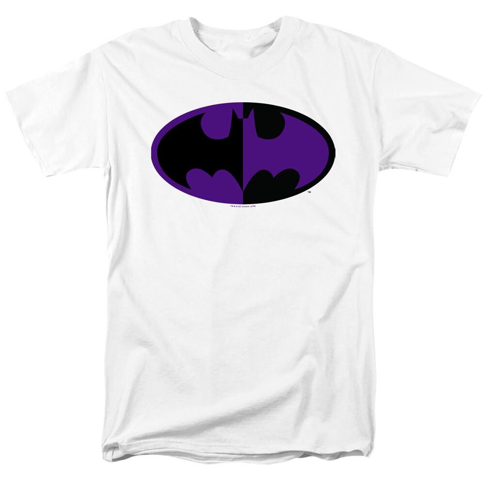Batman Split Symbol Logo T Shirt Licensed Comic Book Tee White XL