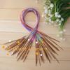 18Pcs/Set Circular Bamboo Knitting Needles Set 2-10mm Wooden Knitting Needles with Colorful Plastic Tube Knitting Needle Craft