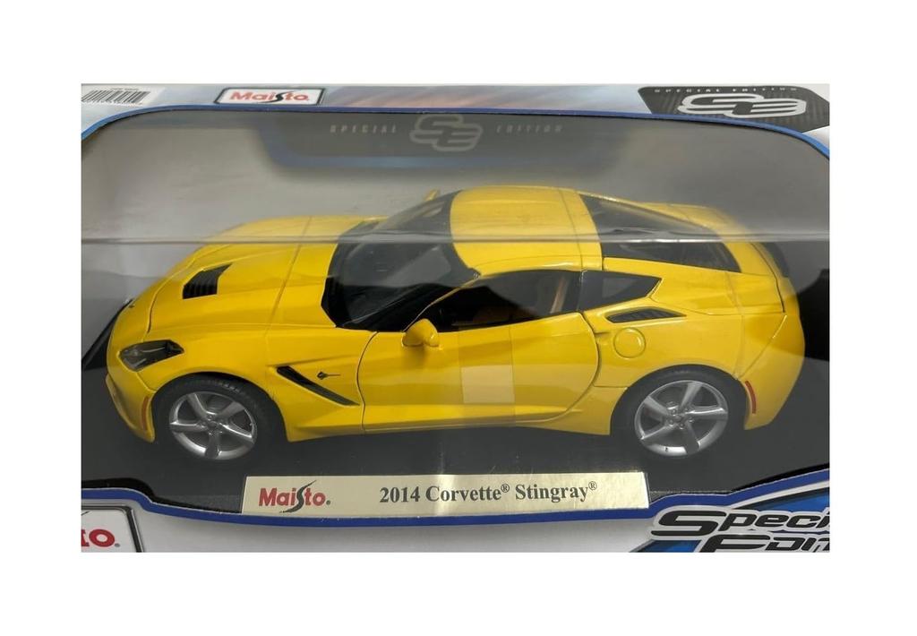 Maisto 2014 Chevrolet Corvette Stingray Yellow Scale Special Edition 2014 Chevrolet Corvette Stingray Diecast Car 1/18