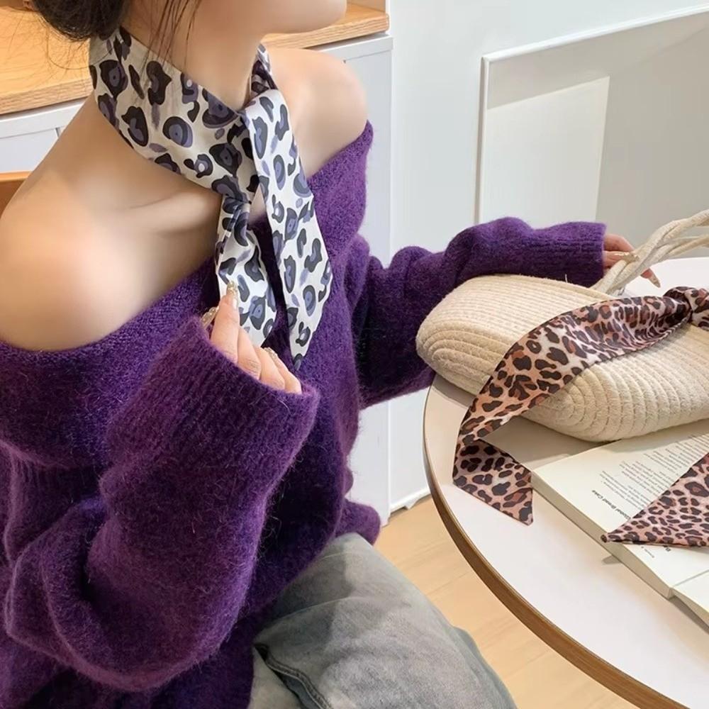 Leopard Print Slender Scarf Long Neck Scarf New Small Silk Scarf Bag Decoration