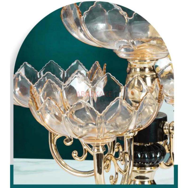 Getrocknete Früchte und Obstteller, Wohnzimmer zu Hause, Couchtisch, Süßigkeiten, mehrschichtiger Obstteller aus Kristall, High-End