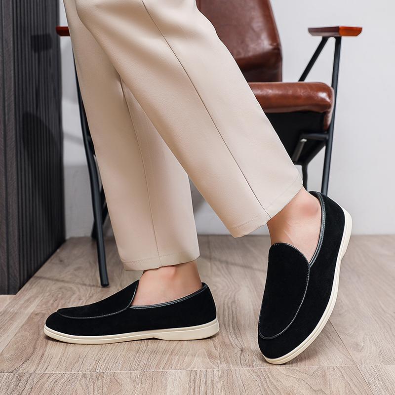 Fashion Men Loafers Business Shoes Suede Leather Soft Sole Male Casual Shoes Retro Flat Dress Shoes Moccasins Designer Slip on Men Shoe
