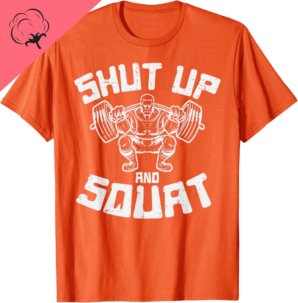 Unisex Women Cotton TShirt Workout Shut Up Squat Funny Gym Powerlift Leg Day Short Sleeve Oneck Sport Tops Camisa Top