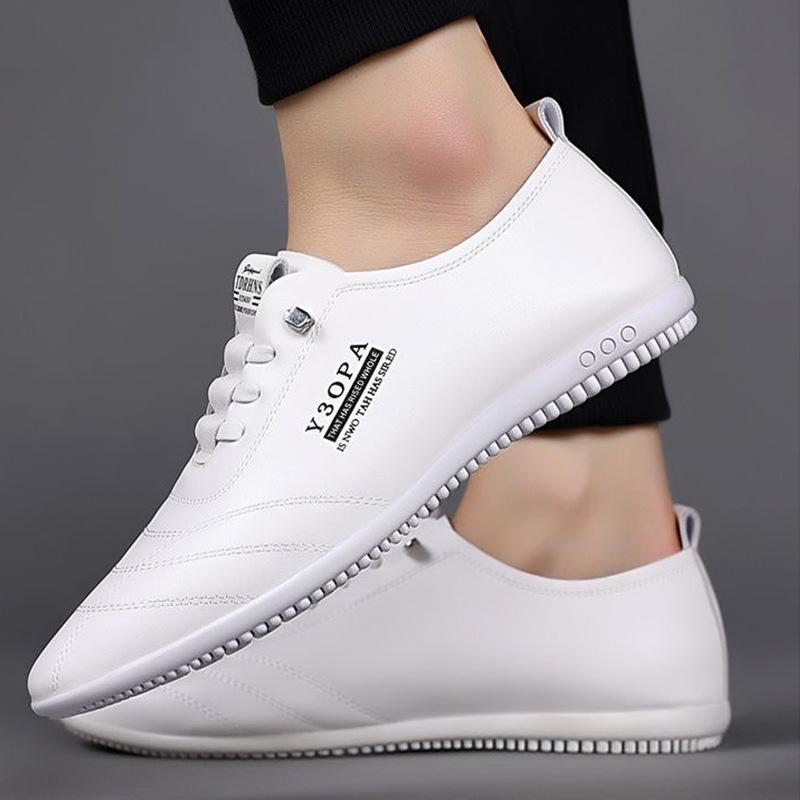 Men's Casual Leather Shoes Doudou Shoes Light Black White Work Business One Pedal Sports Leisure Lazy Shoes