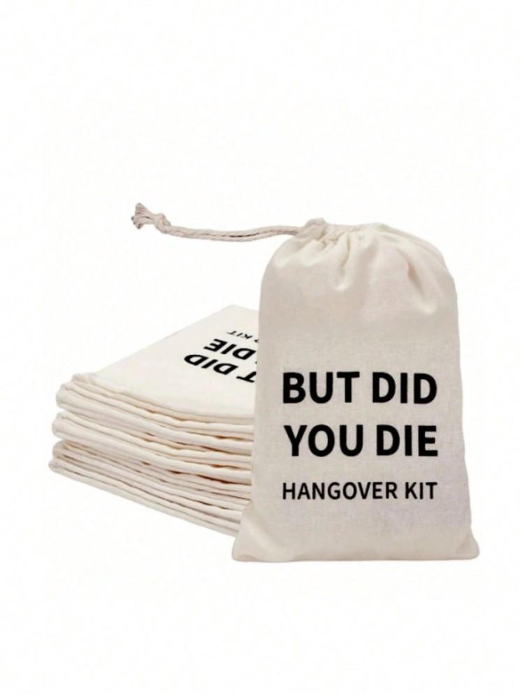 

3pcs Wedding Hangover Recovery Kit Bag, But Did You Die Reusable Drawstring Plain Weave Fine Cloth, Hen Party Bride Gift 15x10x0.5cm