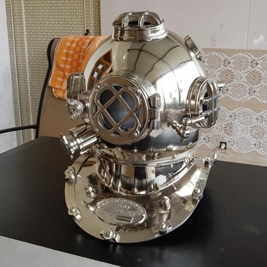 45.72 cm Nautical Scuba Diving Helmet Mark V US Navy Deep Sea Diving Divers Helmet Chrome Plated Helmet Gift