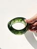 Retro Geometric Irregular Square Green Smudge Chunky Resin Bracelet for Women Girl Vintage Bangle HUANZHI 2025 NEW