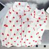 Damen-Pyjama-Set Niedliches Muster Langarm-Oberteil mit Knöpfen Und Weite Hosen