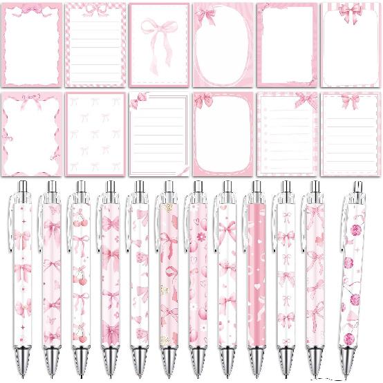 Wxiben London Sticky Notes with Pens - 24 Pcs London Travel Notepads England Ballpoint Pens Bulk British Flag Notes Black Ink Pen Souvenir Gifts for