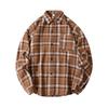 Autumn Men'S Abraded Thickened Plaid Long Sleeve Shirt Men'S Casual Loose Shirt Jacket