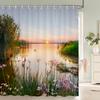 Modern 3D Printing Forest Shower Curtain Green Plant Tree Landscape Bath Curtain With Hooks For Bathroom waterproof scenery
