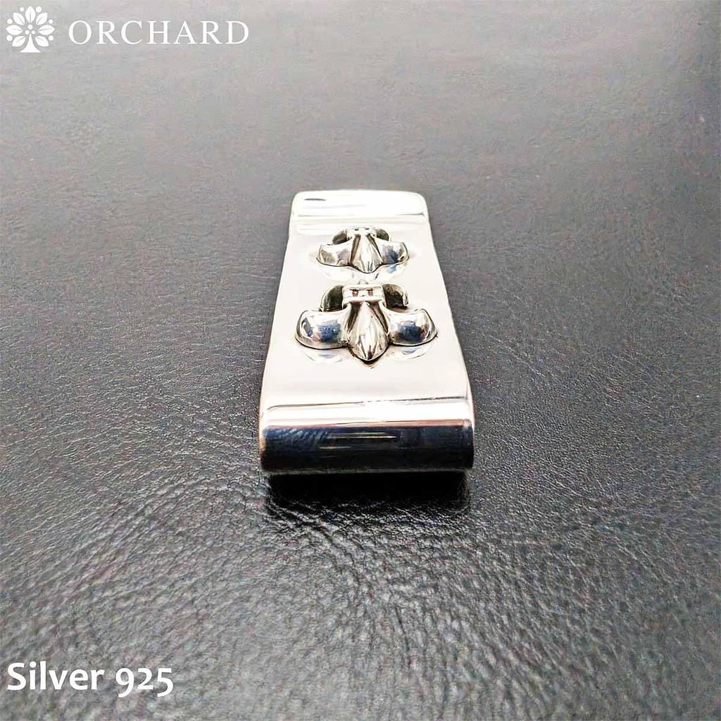 Sterling Silver 925 Money Clip for Men and featuring a lily Women, (fleur-de-lis) design.