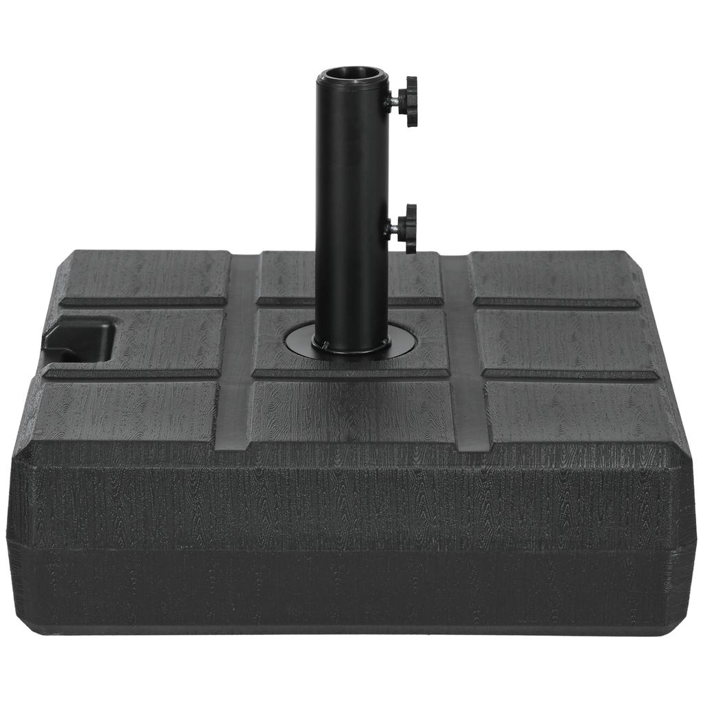 Parasol stand, fillable up to 40 kg, parasol stand with handle, square, parasol holder, black