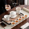 Lux Mutton Fat White Porcelain Kung Fu Tea Set: Gaiwan & Teacup with Portable Gift Box