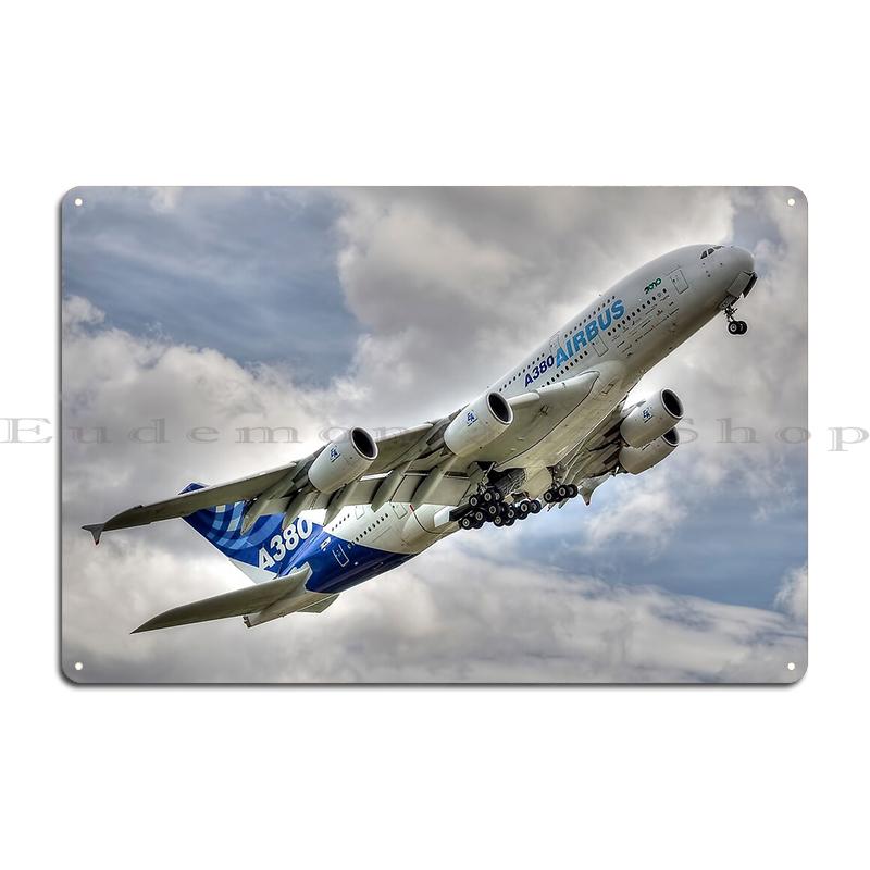 

Qatar A350-1000 in flight Airbus A380 Take-Off Metal Club Party Wall Design Tin Sign Poster 40x30cm