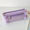 Ins Casual Style Ruffle Pencil Case Aesthetic Multi-Layer Large Capacity Stationery Organizer for School Simplicity Pen Bag