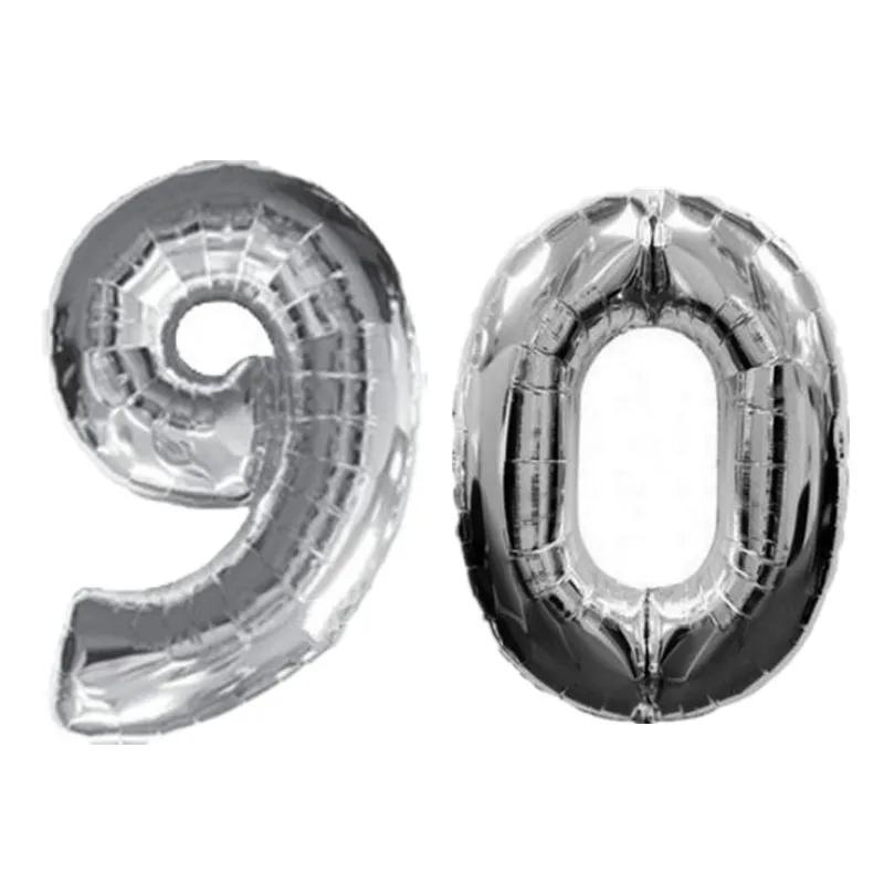 32 Zoll Gold Silber Zahlen Folienballons 10 20 30 40 50 60 70 80 90 Jahre Alt Kind Erwachsener Geburtstag Jubiläum Party Dekoration