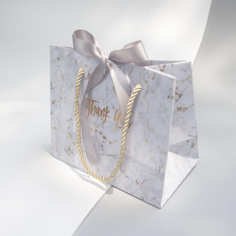 New Accept Private Customization Marble Grey Portable Gift Bag for Party Favors Gift Packaging Box Bag