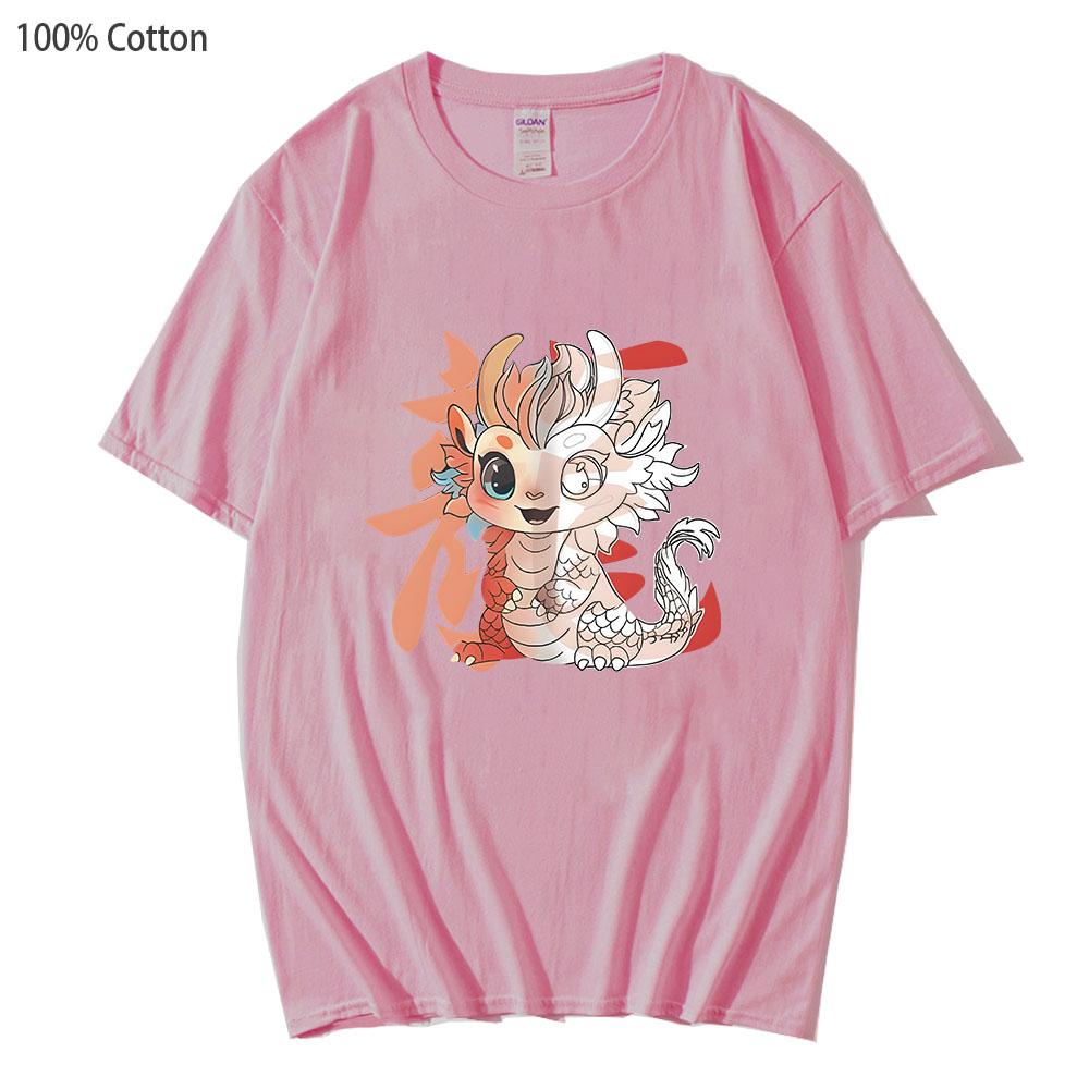 Year of The Dragon TShirt 100% Cotton Short-sleeved Tees Women's Couple Loose 100% Cotton Shirt Summer Men's T-shirt