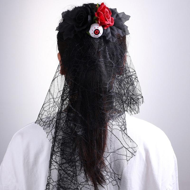 Women’s Halloween Witch Veil Gothic Style Ribbon Costume Headdress For Theme Parties And Cosplay