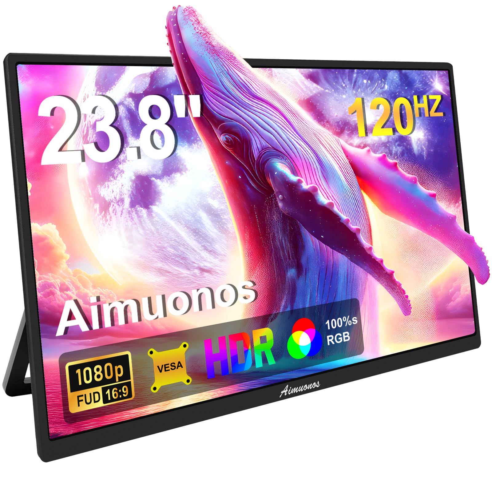 

Inch Portable 1080P Mobile Monitor 120Hz FHD HDR Plug and Play HDMI IPS Mobile Display Dual Speakers Travel External Screen for 23.8 Monitor, PC,