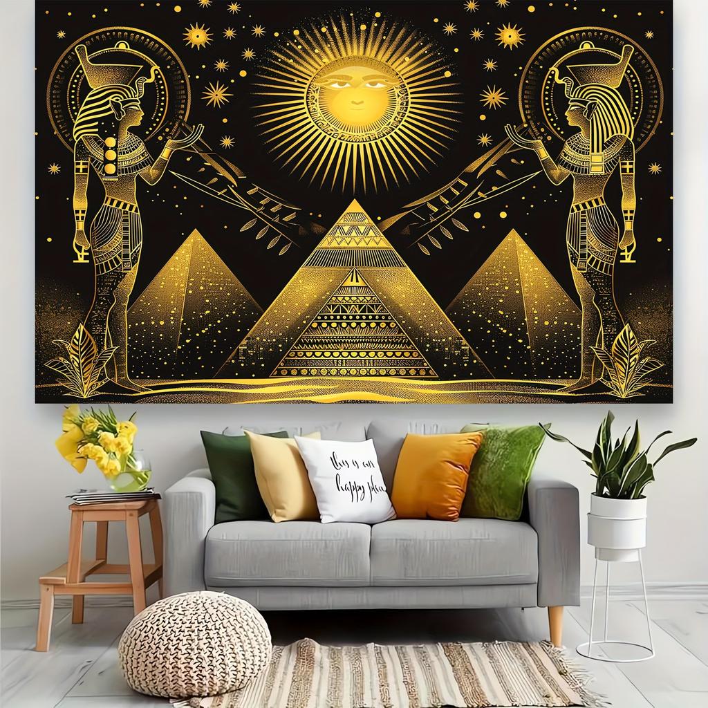 Fabric gold wallpaper for Egyptian Queen Cleopatra photo background Egyptian party decoration for adult portrait shooting