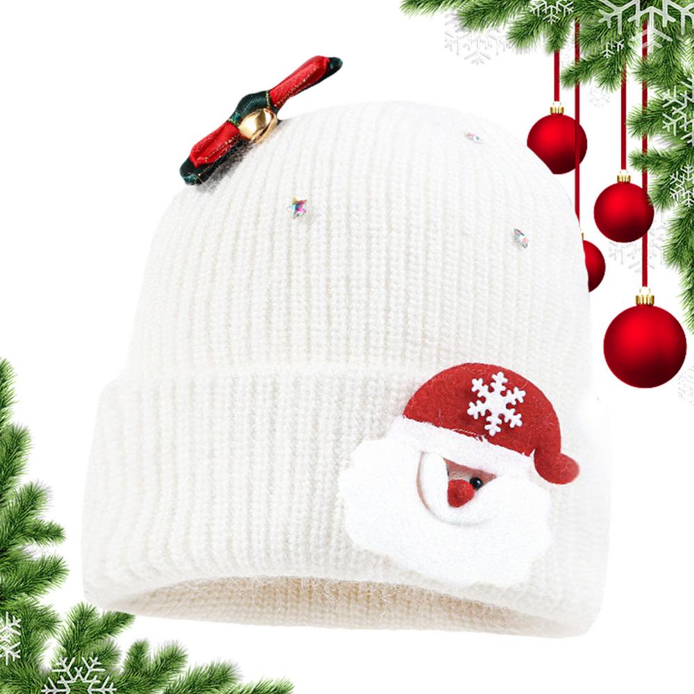 Mens Winter Beanie Christmas Beanie Winter Hat Santa Claus Winter Ski Hat Bow Bells Knitted Beanie Hat Warm For Christmas Party