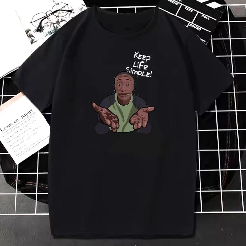 Funny Khaby Lame T Shirt Life Is Simple Cartoon Tops Women Men Casual Streetwear Black White Breathable Streetwear Camisetas