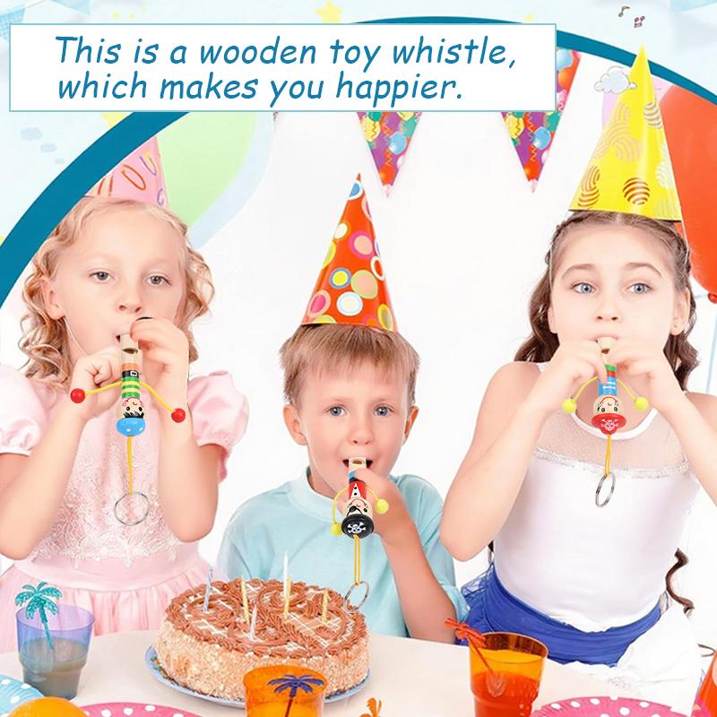 12Pcs Wooden Pirate Whistles Musical Instrument Toy for Kids Birthday Party Favors Baby Shower Gift Halloween Pinata Fillers