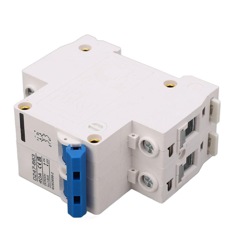 DC Miniature Circuit Breaker DIN Rail Mount Type B 2P 40A 500V for Solar PV System DZ47 B63