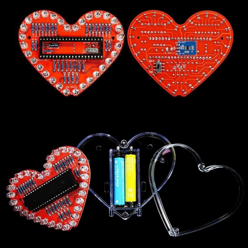 Kit di Saldatura LED RGB a Forma di Cuore per Appassionati del Fai-da-te, Set Elettronico Educativo per Studenti e Regalo Creativo