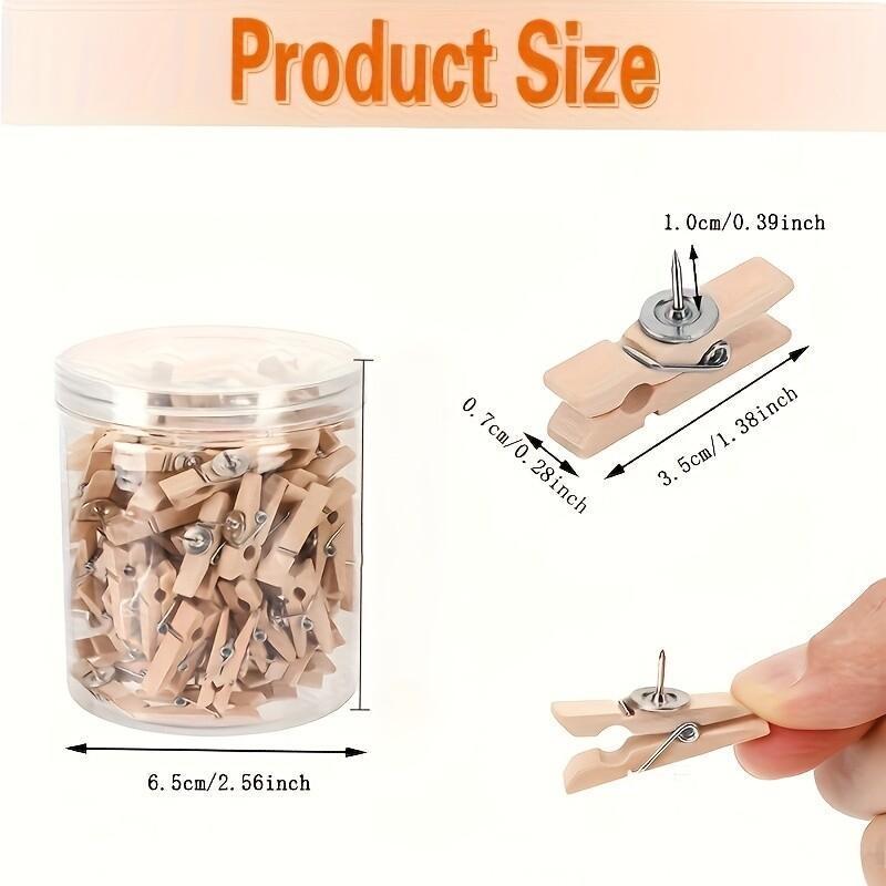 Xiaomi 20PCS-Wooden Push Pin Clip Set with Clear Storage Box for Cork Boards, Bulletin Boards, Photos and DIY Crafts