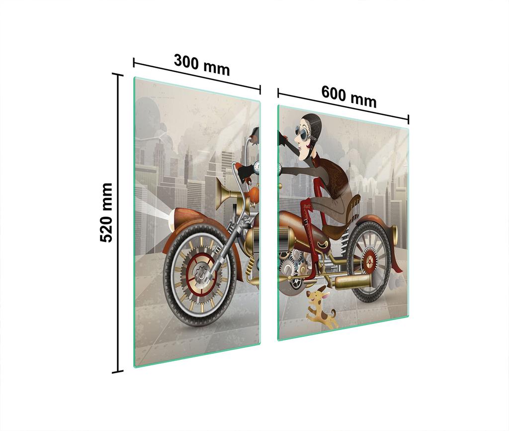 SZKLANA PŁYTA OCHRONNA NA KUCHENKĘ 90x52 MOTOCYKL
