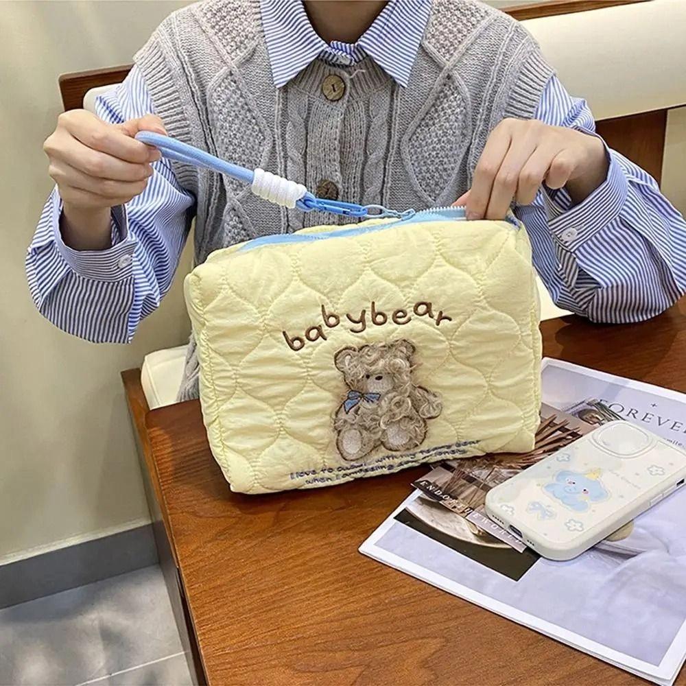 Multifunctional Cartoon Makeup Bag Handheld Toiletry Organizer Embroidery Cosmetic Bag Women