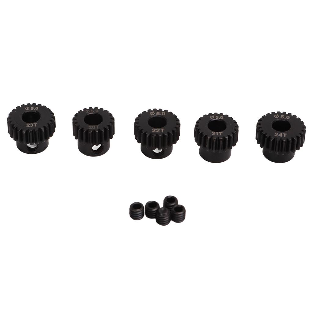 48DP Pinion Gear Set 5.0mm Chrome Molybdenum Alloy Steel 20T 21T 22T 23T 24T RC Motor Gear for Remote Control Car Motor