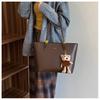 Retro Style Large Capacity Tote Bag Soft Faux Leather Shoulder Handbag with Zipper Closure for Daily Commute