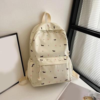 Cute Printed Puppy Dachshund College Style Backpack Student Schoolbag Portable Large Capacity Travel Shoulder Bag CLE