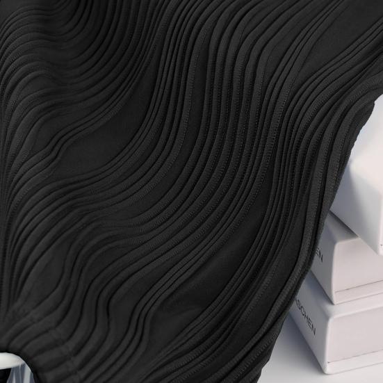 Women Summer Vest Solid Color Half Turtle Neck Sleeveless Tank Top Striped Jacquard Texture