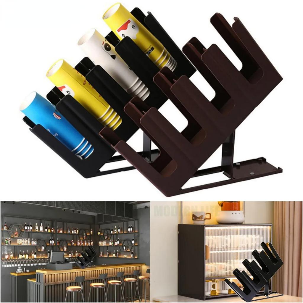 4 Grid Disposable Cup Storage Holder Water Milk Tea Coffee Cups Dispenser Rack Shelf Multipurpose Paper Cup Display Organizer