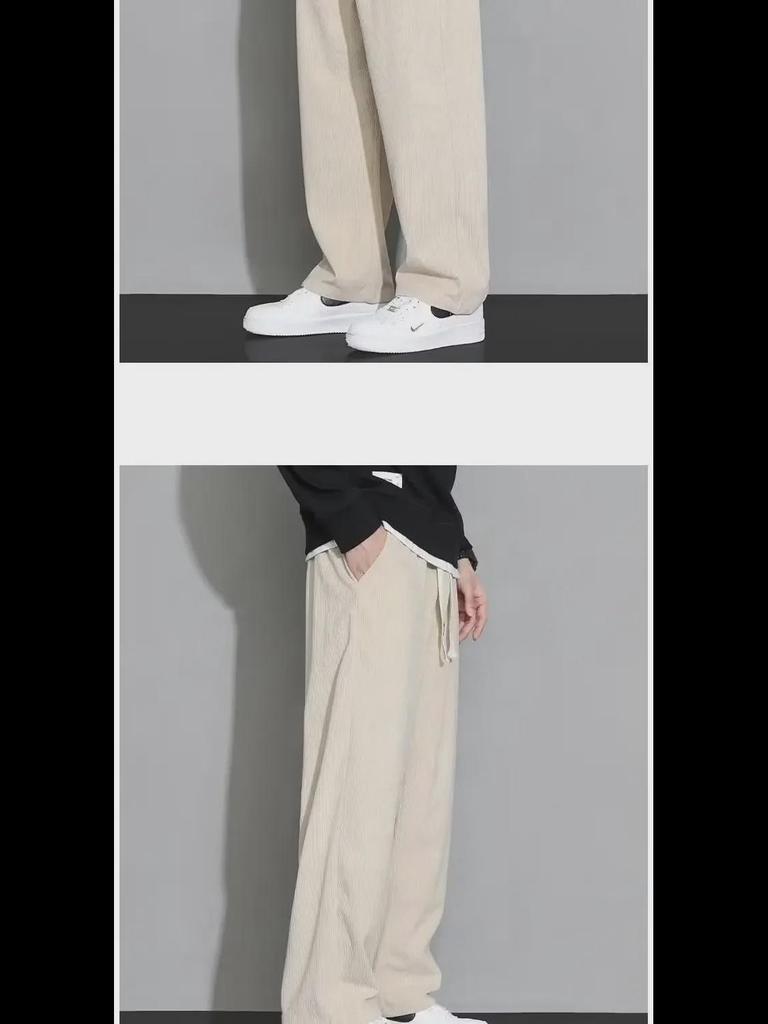 Men's Autumn Heavyweight Japanese-Style Wide-Leg Sweatpants: Trendy Straight Casual Sports Pants