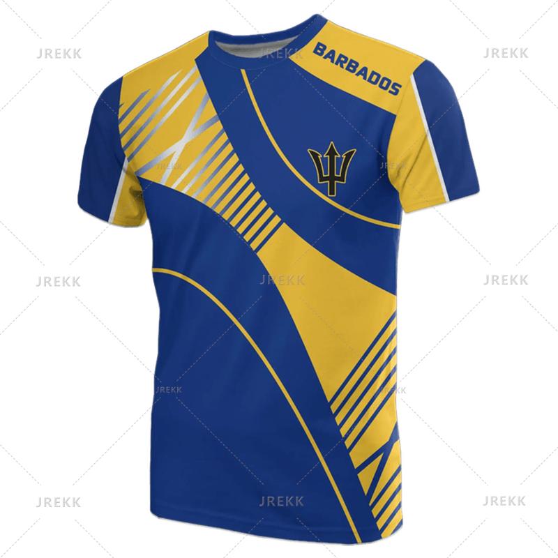 Barbados Ethnic Flag Map Print T Shirt Barbados Coat Of Arms Graphic Tee Shirt Fashion Streetwear Short Sleeves Mens Clothing