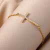 Crystal Cross Bracelets For Women Men Fashion Gold Color Stainless Steel Cross Bracelet Vintage Religion Aesthetic Jewelry Gift