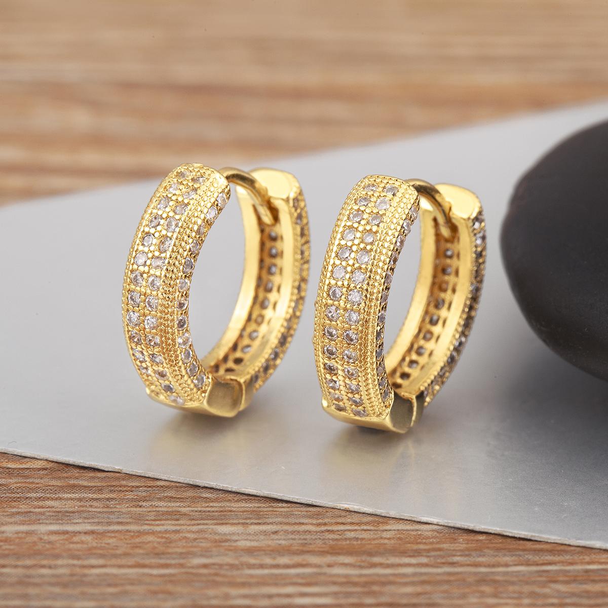 Nidin Korea Popular Waterdrop/Round Shape Irregular Geometric Earrings For Female Inlaid Colorful Zircon Ear Jewelry Accessories