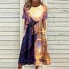 Women's Casual Halloween Print Round Neck Dress with Pockets for Festive Occasions