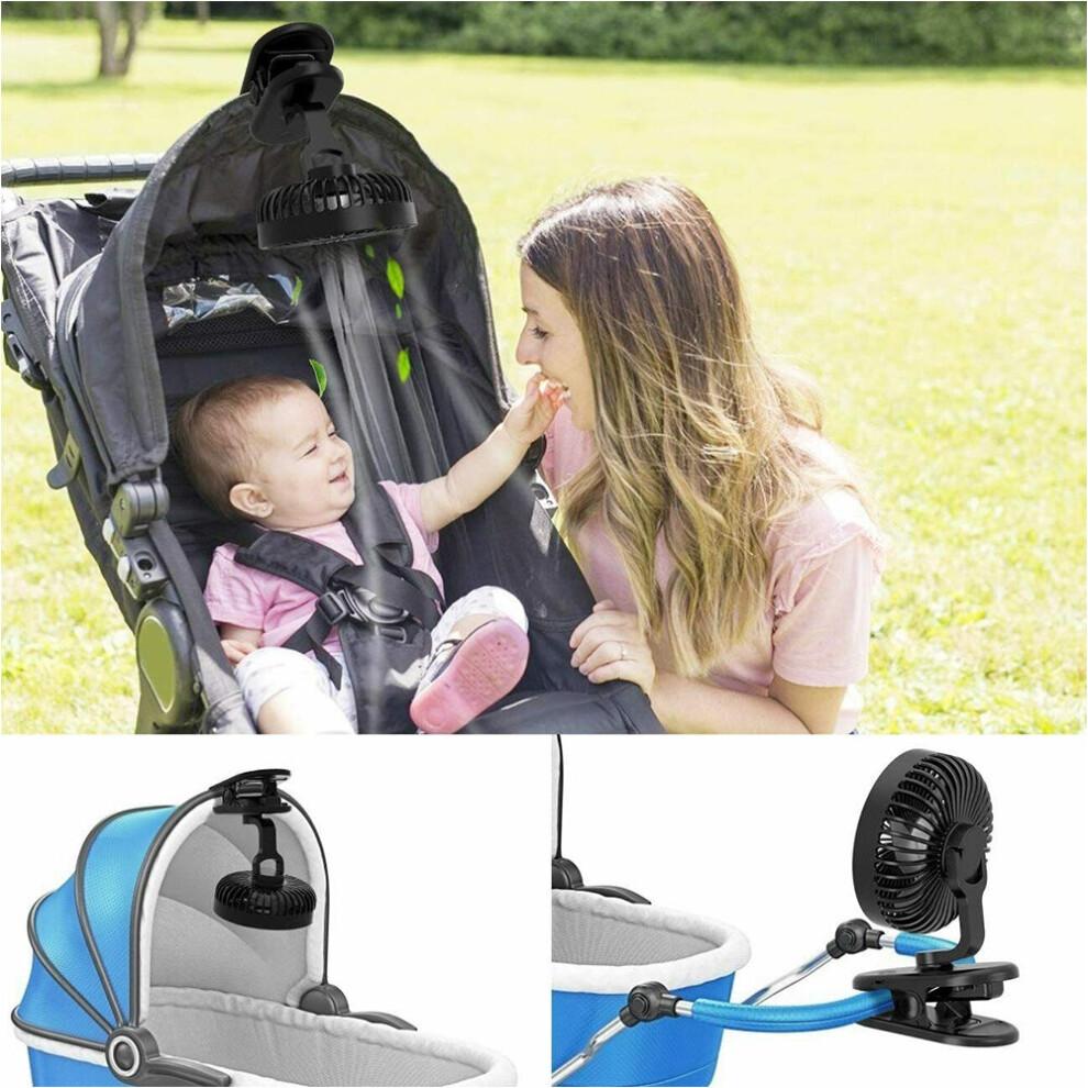 Clip On Stroller Fan USB Mini Personal Desk Fan Rotation Cooling Fan