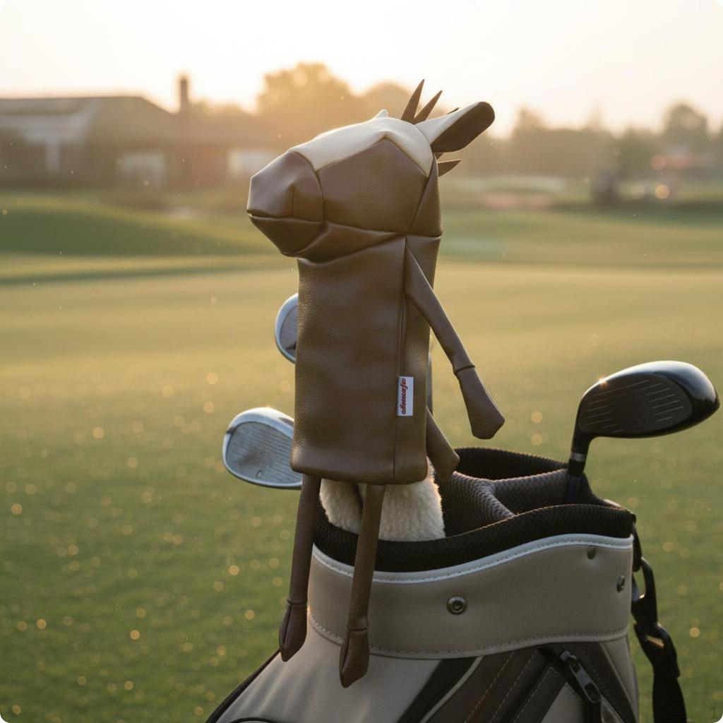 PU Leather Golf Wood Cover Guarding Cartoon Headcover Easy and Off Brown